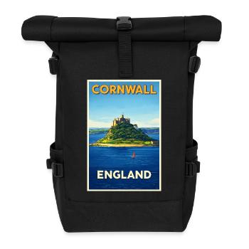 Cornwall England – Retro Reiseposter - Rolltop Rucksack - Schwarz - Vorne