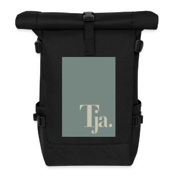 Minimal Poster mit Wortkunst „Tja“ - Rolltop Rucksack - Schwarz - Vorne