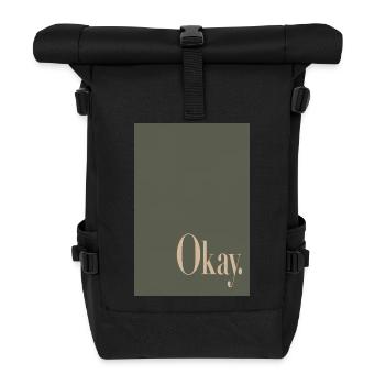 Statement Poster mit Wortkunst Okay. - Rolltop Rucksack - Schwarz - Vorne