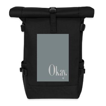 Modernes Minimal Poster – Okay - Rolltop Rucksack - Schwarz - Vorne