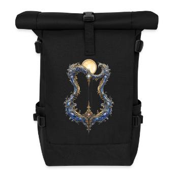 Ornamentaler Mondrahmen mit Fäden - Rolltop Rucksack - Schwarz - Vorne