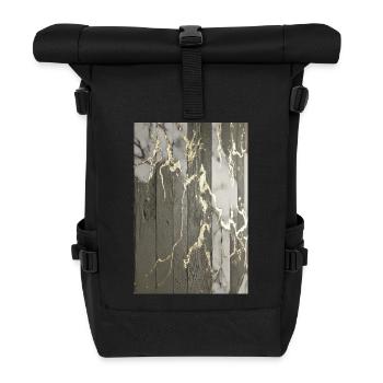 Luxury Exposed Concrete Marble Gold Structure - Roll Top Backpack - black - Front