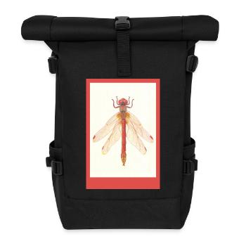 Rote Libelle Illustration - Rolltop Rucksack - Schwarz - Vorne