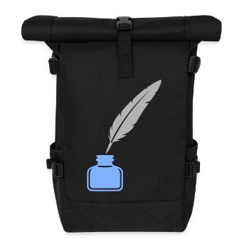 Schreibfeder Tinte Icon - Rolltop Rucksack - Schwarz - Vorne