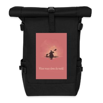 Where Water Slows The World Canoe Poster - Roll Top Backpack - black - Front