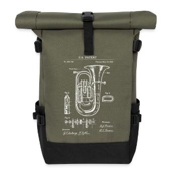 Vintage Tuba Patent-Bauplan - Rolltop Rucksack - Olive/Schwarz - Vorne