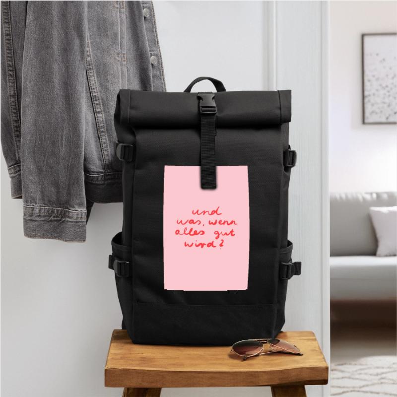 Alles wird gut - rosa rot Rolltop Rucksack