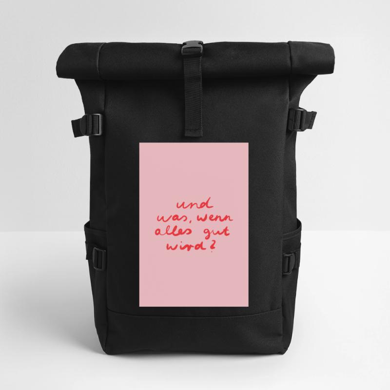 Alles wird gut - rosa rot Rolltop Rucksack