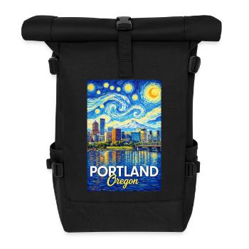 Portland, Oregon - Roll Top Backpack - black - Front