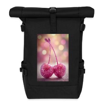 Duo Cerises Paillettes Roses - Sac à dos roll top - noir - Devant