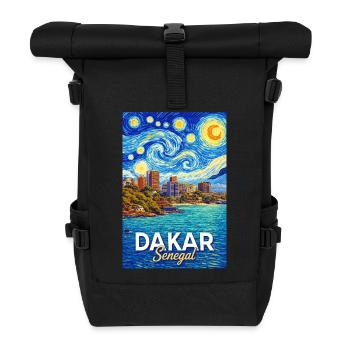 Dakar Senegal Sternenhimmel Küste - Rolltop Rucksack - Schwarz - Vorne