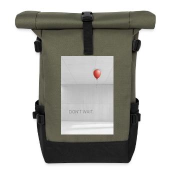 Dont wait minimalist Motivation Spruch - Rolltop Rucksack - Olive/Schwarz - Vorne
