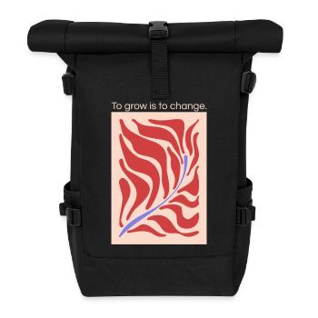 Wachstum durch Wandel – Blattform Muster - Rolltop Rucksack - Schwarz - Vorne