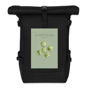 Macaron Pistazie – Le Petit Plaisir Design - Rolltop Rucksack - Schwarz - Vorne