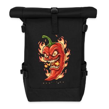 Flammender Chili-Gesicht - Rolltop Rucksack - Schwarz - Vorne