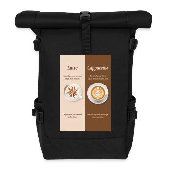 Affiche Latte vs Cappuccino Coffee - Sac à dos roll top - noir - Devant