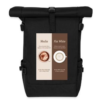 Affiche Moka vs café blanc plat - Sac à dos roll top - noir - Devant