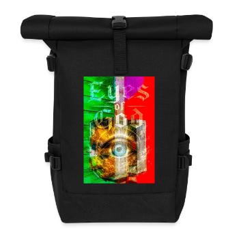 Neonauge im Metallkreis - Rolltop Rucksack - Schwarz - Vorne