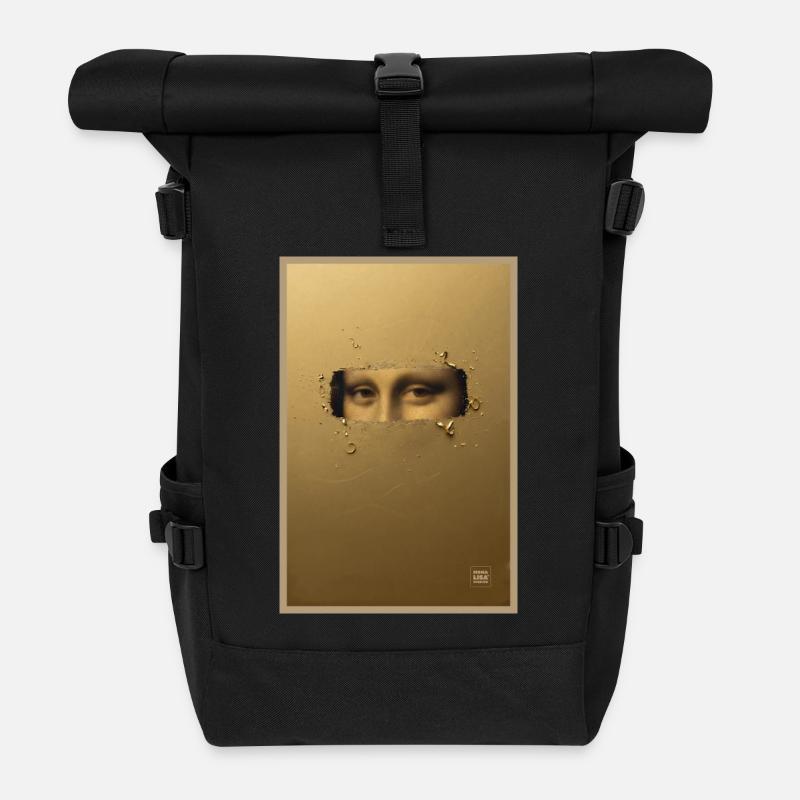 Mona Lisa Goldenes Ticket - Rolltop Rucksack - Schwarz