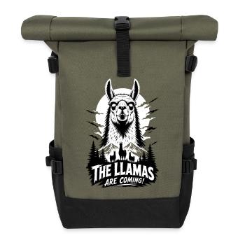 Llama Night Of The Spit Horror - Roll Top Backpack - olive/black - Front