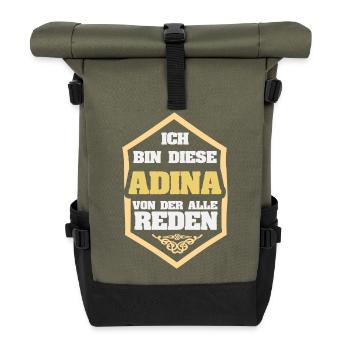 Spruch Adina - Rolltop Rucksack - Olive/Schwarz - Vorne