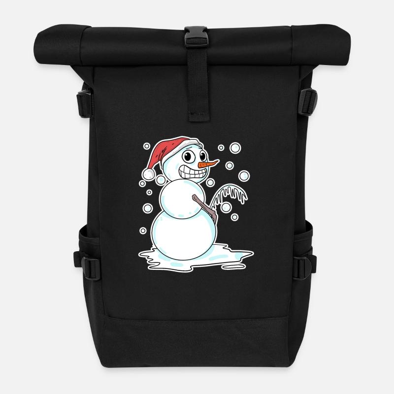 Schneemann lustig - Rolltop Rucksack - Schwarz