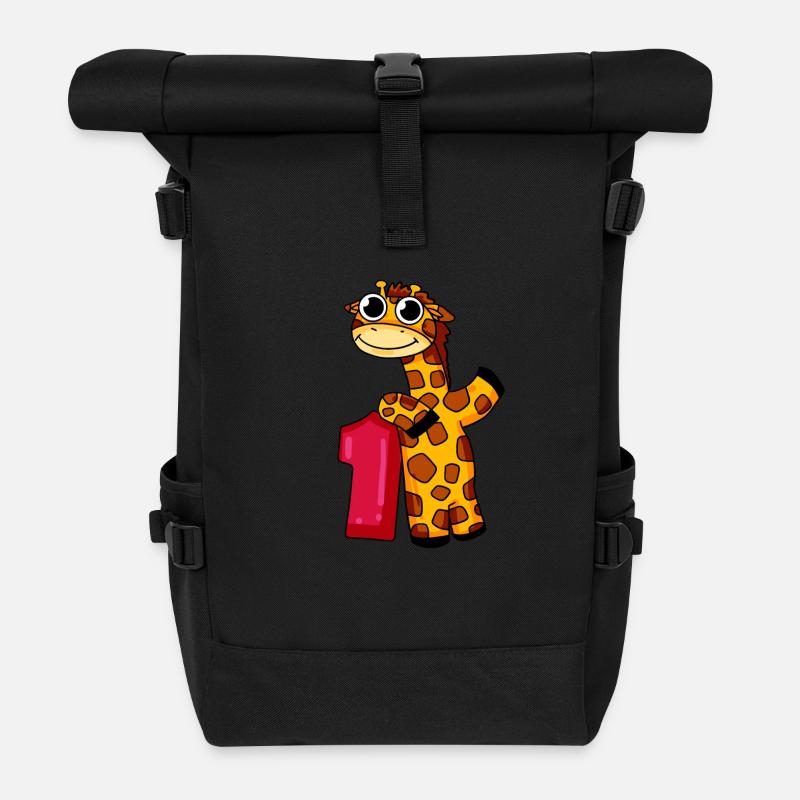 1. Geburtstag Giraffe 1.Klasse Geschenk - Rolltop Rucksack - Schwarz