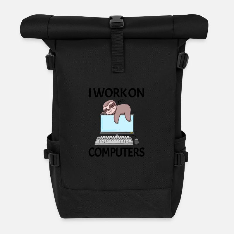 Computer Nerd Programmer Men Gift - Roll Top Backpack - black