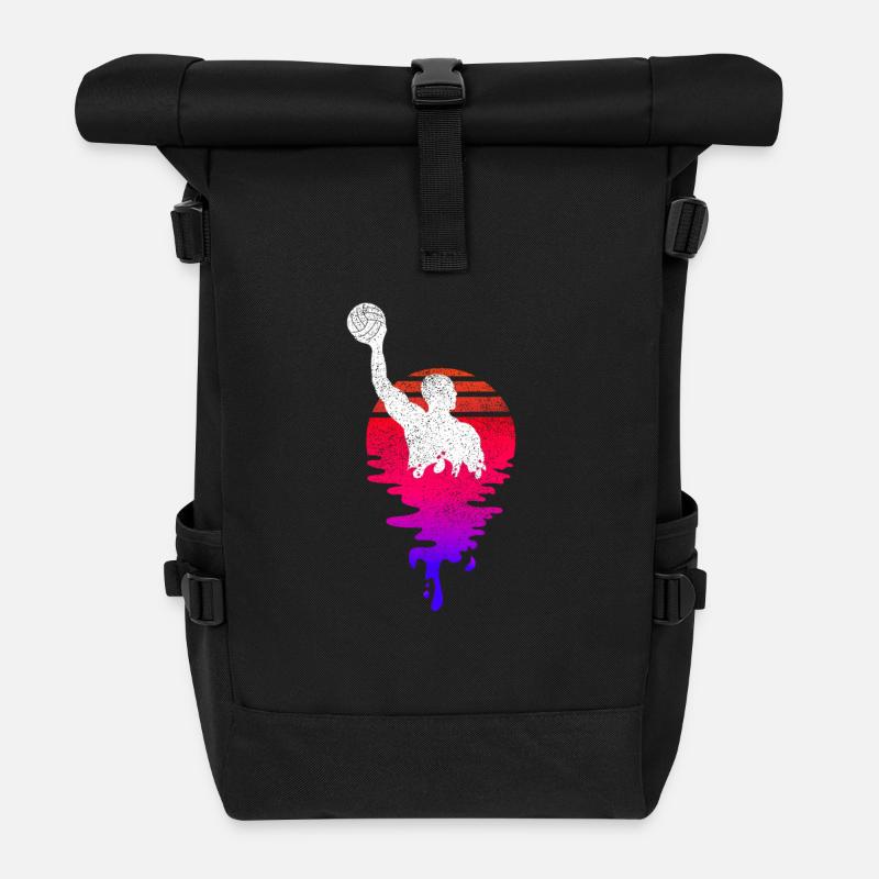 Wasserball Spieler Sunset - Rolltop Rucksack - Schwarz