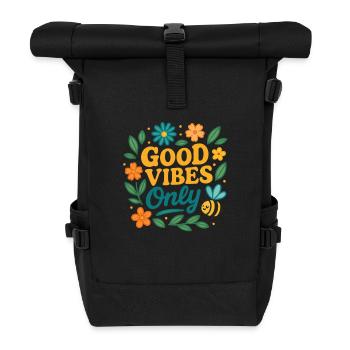 gute Stimmung | farbiges Sommer Design - Rolltop Rucksack - Schwarz - Vorne