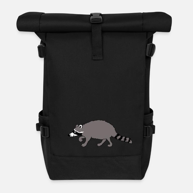 Raton laveur - Sac à dos roll top - noir
