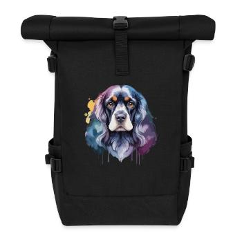 Cocker Spaniel Dog Cool Colorful Cute - Roll Top Backpack - black - Front