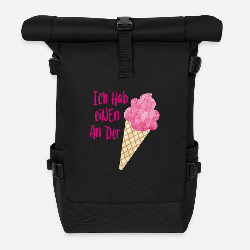 Einen an der Waffel Eis coole lustige Sprüche Fun - Rolltop Rucksack - Schwarz