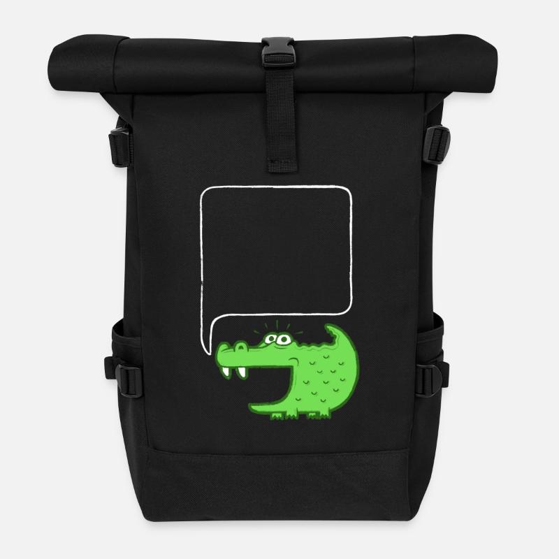 Krokodil + Sprechblase 2 - Rolltop Rucksack - Schwarz