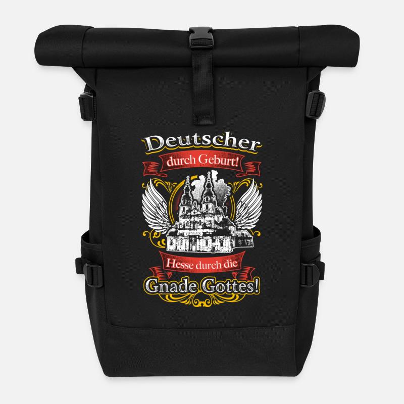 Stolzer Hesse – Heimatliebe und Tradition - Rolltop Rucksack - Schwarz