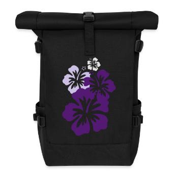 hibiskus violett - Rolltop Rucksack - Schwarz - Vorne