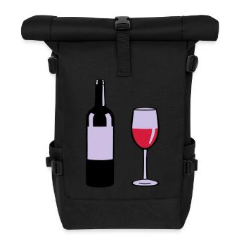 Wine Bottle - Roll Top Backpack - black - Front