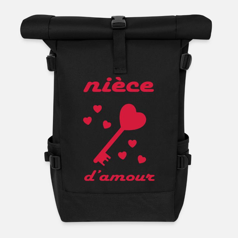 Soeur / Neveu / Nièce / Gendre / Frère / Papy / - Sac à dos roll top - noir