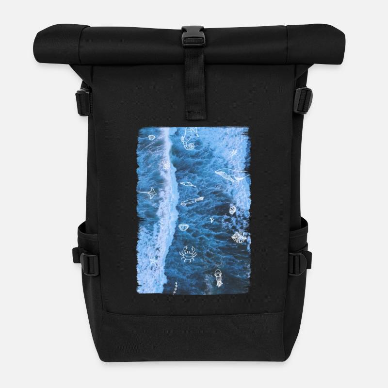 OCEAN - Roll Top Backpack - black
