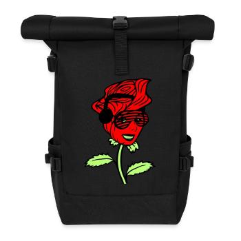 Femme DJ Rose Fleur Joli Visage Féminin - Sac à dos roll top - noir - Devant