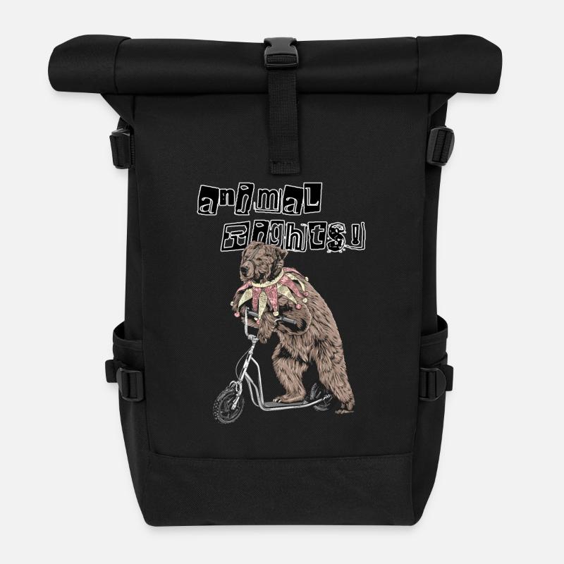 Animal Rights // Circus Bear - Roll Top Backpack - black