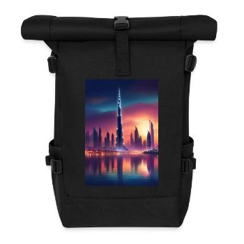 Coucher de soleil sur la ville de Dubaï - Sac à dos roll top - noir - Devant