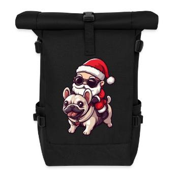 Buldog Français Chien Père Noël Dessin animé - Sac à dos roll top - noir - Devant