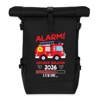 Ich werde großer Bruder 2026 Shirt Feuerwehr - Rolltop Rucksack - Schwarz - Vorne