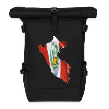 Peru Flagge in der Peru Landkarte - Rolltop Rucksack - Schwarz - Vorne