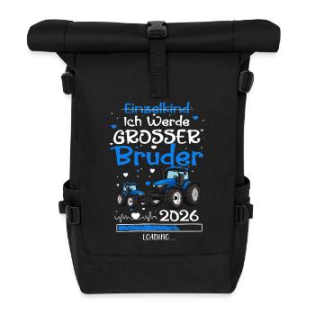 Ich Werde Großer Bruder 2026 Traktor - Rolltop Rucksack - Schwarz - Vorne