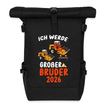 Ich Werde Großer Bruder 2026 Baustelle - Rolltop Rucksack - Schwarz - Vorne