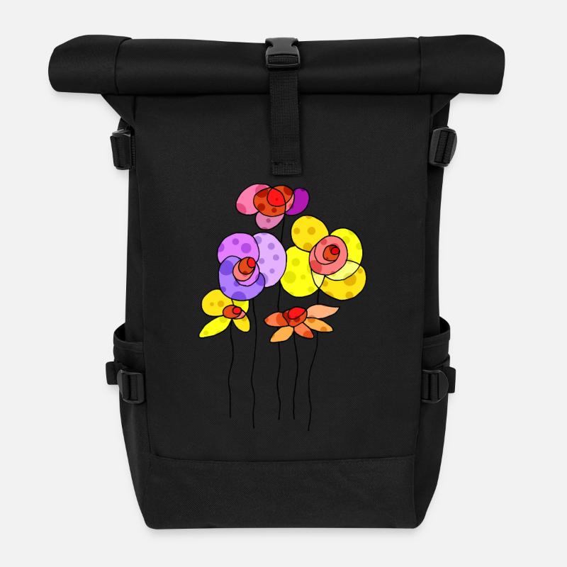 Fleur - Sac à dos roll top - noir
