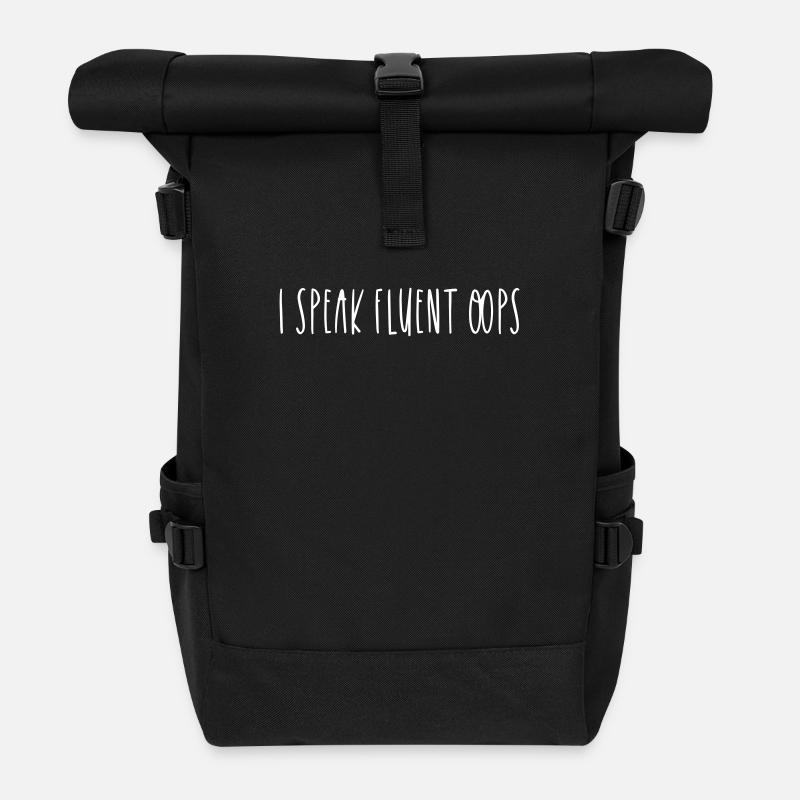I SPEAK FLUENT OOPS - Rolltop Rucksack - Schwarz