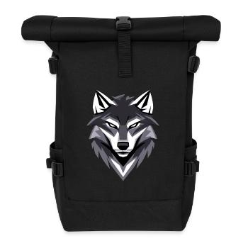 Wolf I Low Poly Art Logo Design - Roll Top Backpack - black - Front